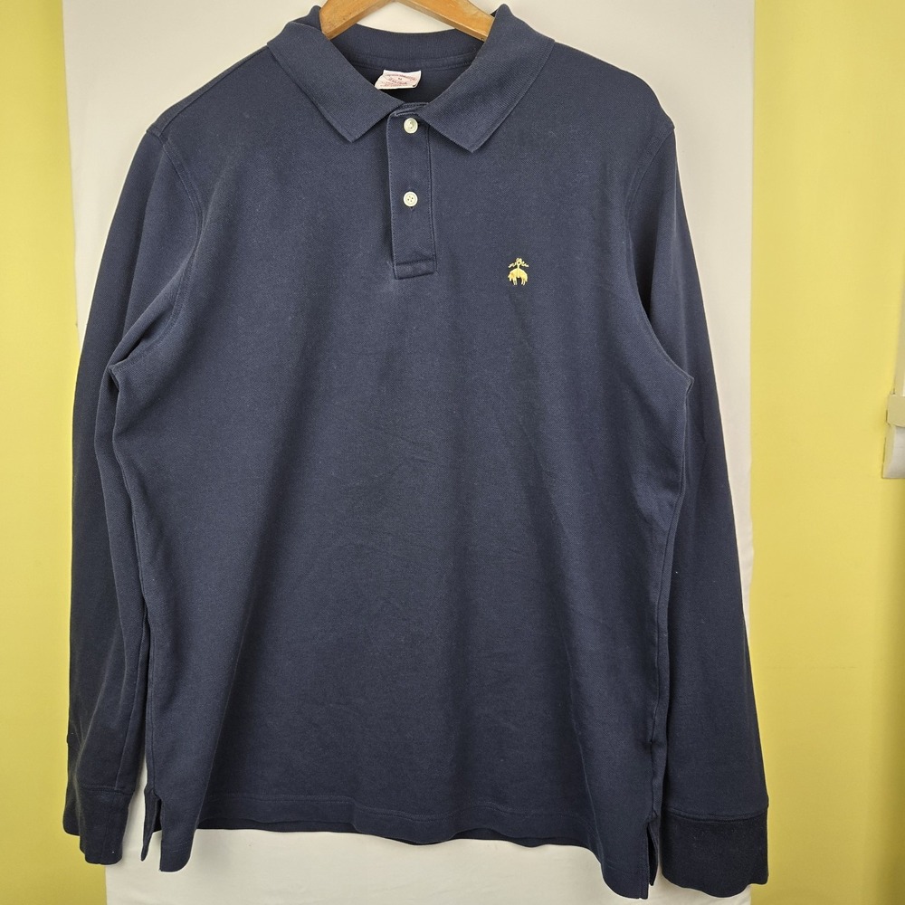 Brooks Brothers Performance Polo Long Sleeve Shirt Navy Blue M